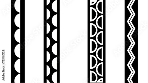 Set of Maori Polynesian tattoo bracelets border. Tribal sleeve seamless pattern vector. Samoan bracelet tattoo design vector illustration,