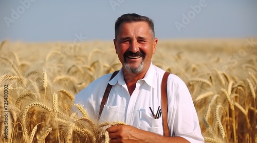 Middle-Aged Farmer Checking Wheat Crop: Farming Portrait © Nick Alias