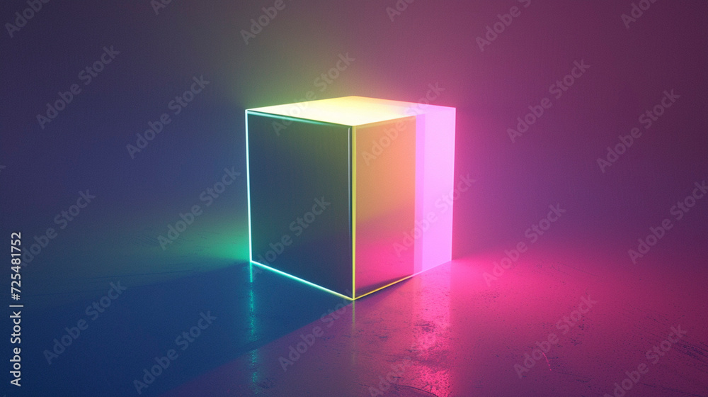 Cube with colorful neon lights
Cube with colorful neon lights