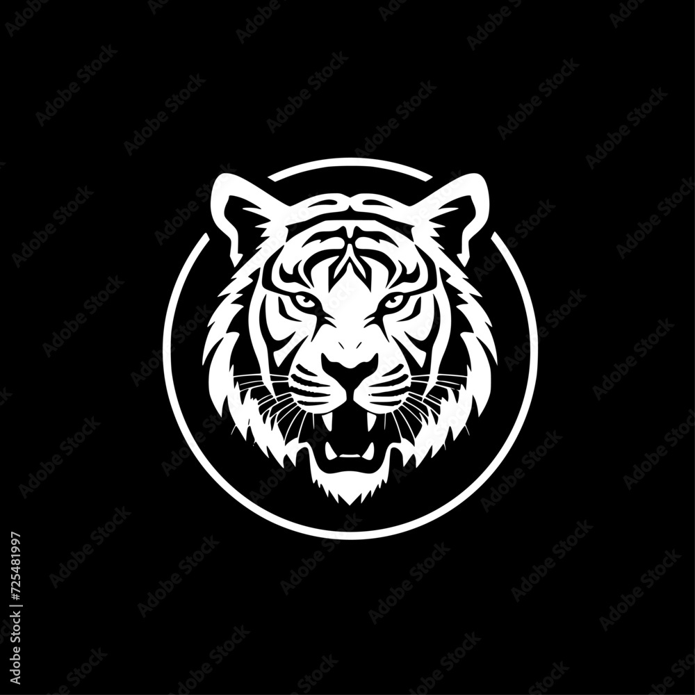 Obraz premium Tiger - Black and White Isolated Icon - Vector illustration