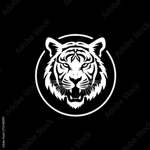 Fototapeta Naklejka Na Ścianę i Meble -  Tiger - Black and White Isolated Icon - Vector illustration