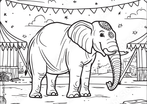 elephant circus coloring book, pages