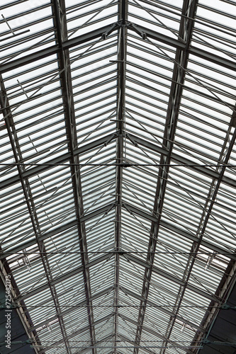 Aluminum glass roof in a building