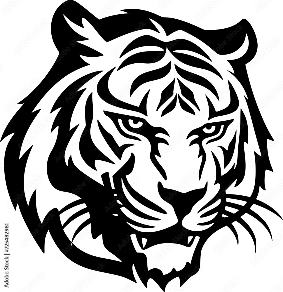 Obraz premium Tiger - Black and White Isolated Icon - Vector illustration