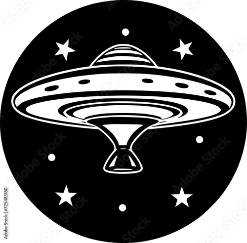 UFO | Black and White Vector illustration
