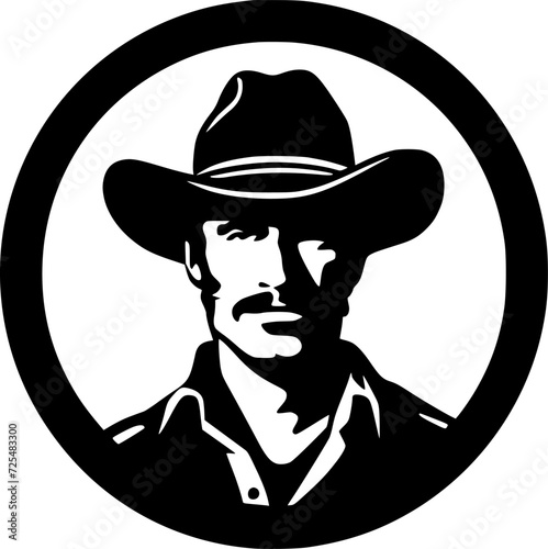 Western - Black and White Isolated Icon - Vector illustration