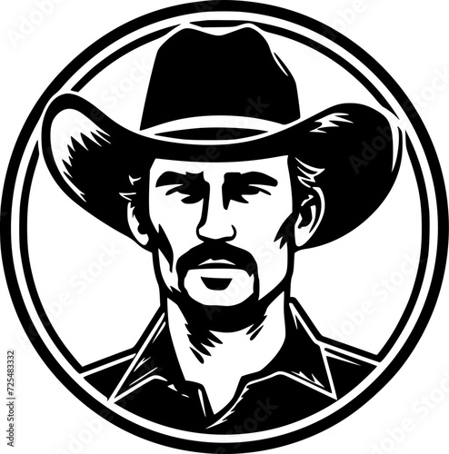 Western - Black and White Isolated Icon - Vector illustration
