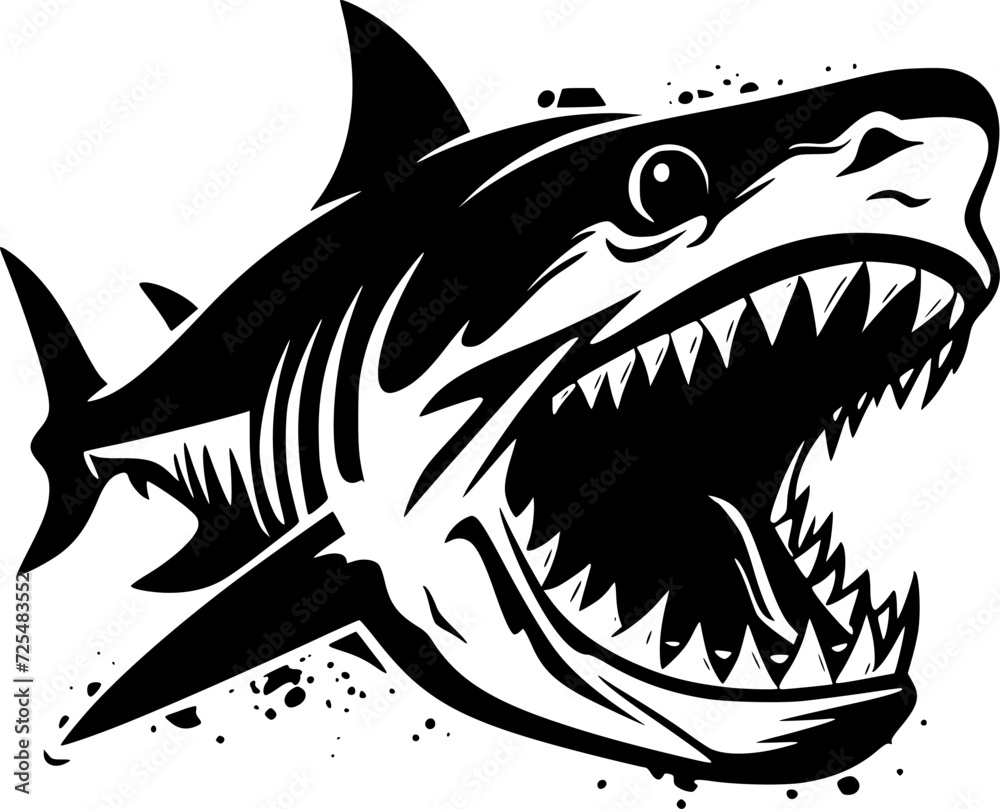 Obraz premium Shark | Black and White Vector illustration