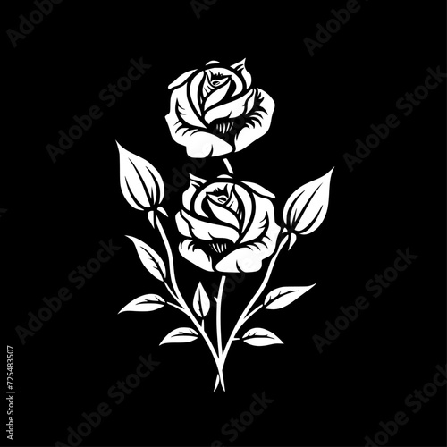 Roses | Black and White Vector illustration