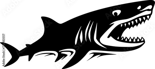 Shark - Black and White Isolated Icon - Vector illustration