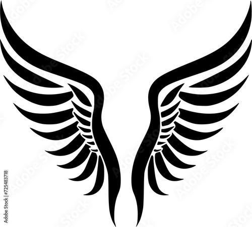 Angel Wings | Black and White Vector illustration