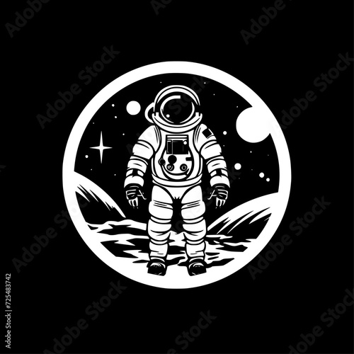 Astronaut - Black and White Isolated Icon - Vector illustration