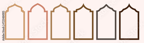 Set of vintage Islamic door and window shapes. Arabic style arch. Arabic arch windows and doors in traditional silhouette elements 