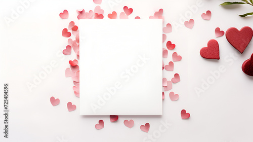 Happy woman's day on white blank note with small hearts decorated around,A white card with a heart on it and a red background with a white card that says love