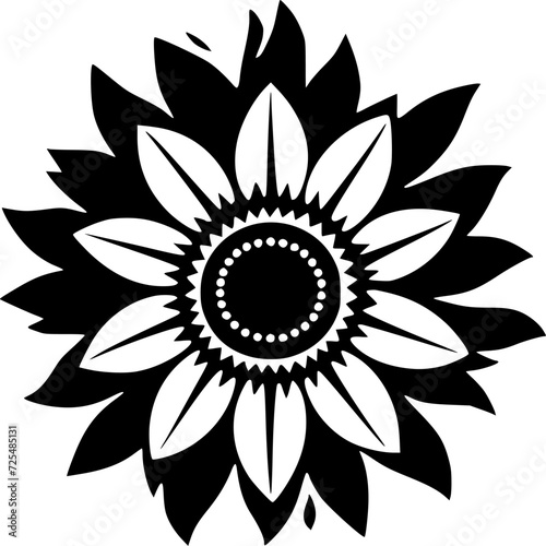 Flower - Black and White Isolated Icon - Vector illustration