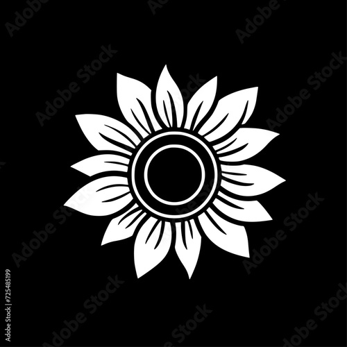 Flower - Black and White Isolated Icon - Vector illustration