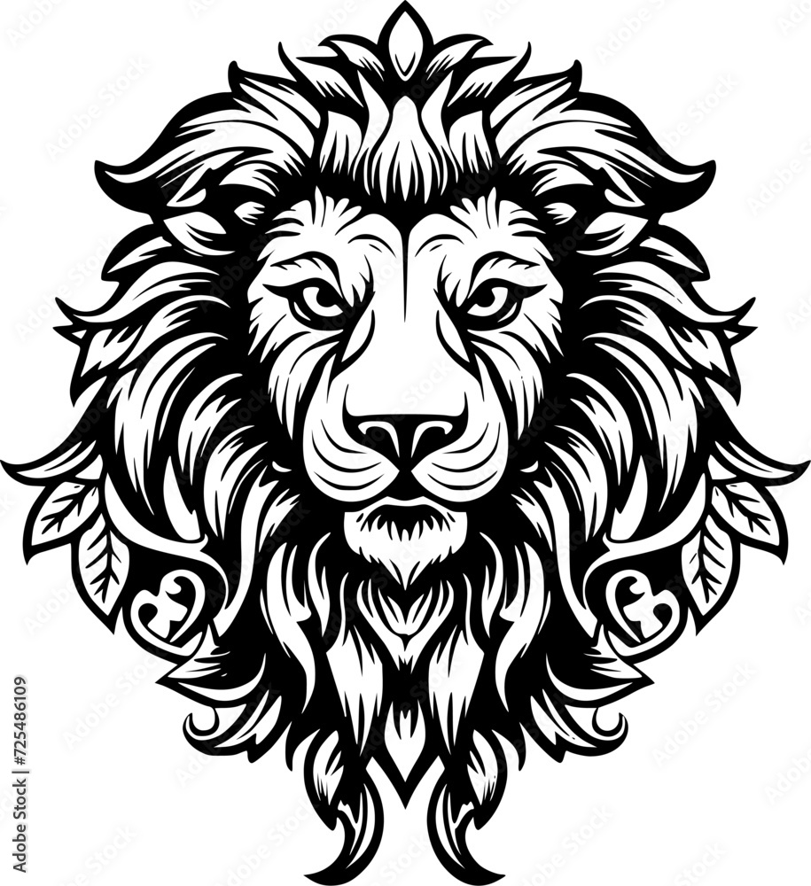 Obraz premium Lion | Black and White Vector illustration