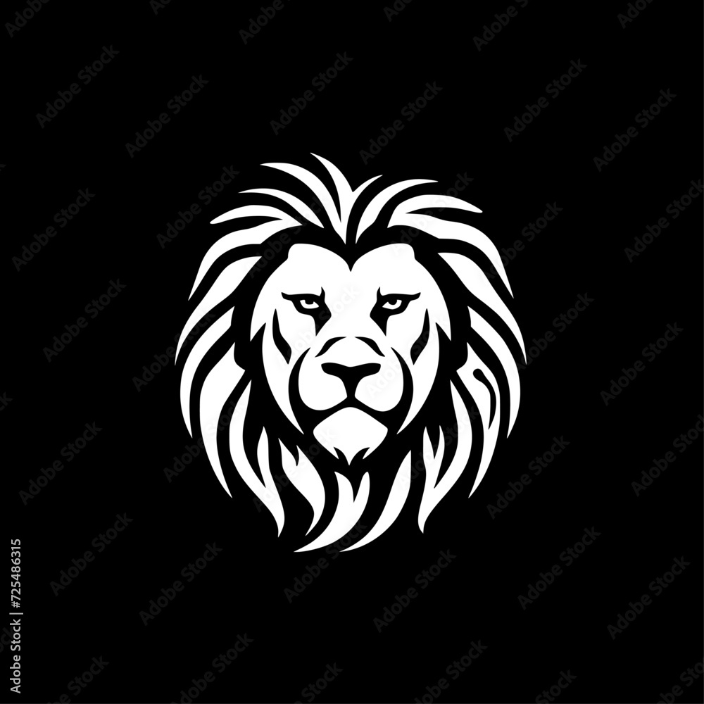 Fototapeta premium Lion - Black and White Isolated Icon - Vector illustration