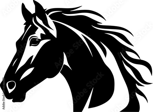 Horse - Black and White Isolated Icon - Vector illustration