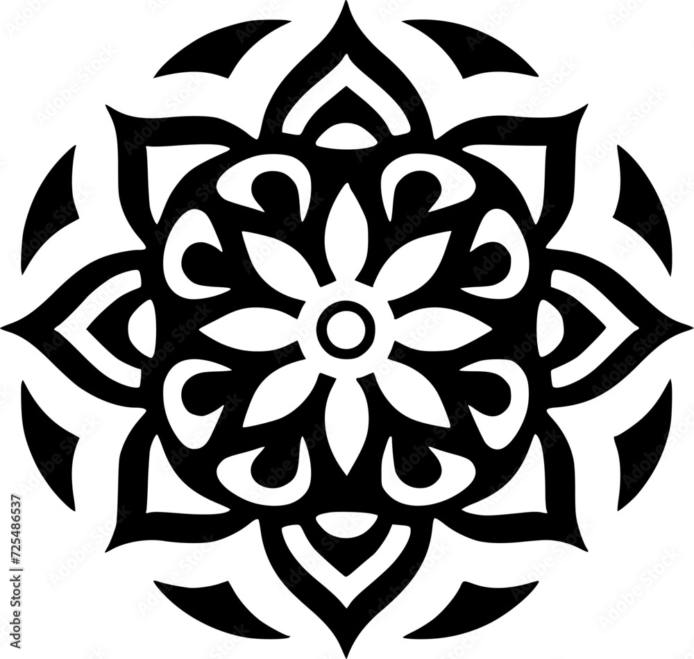 Mandala - Black and White Isolated Icon - Vector illustration Mandala - Black and White Isolated Icon - Vector illustration