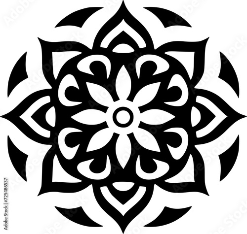 Mandala - Black and White Isolated Icon - Vector illustration