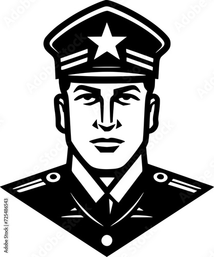 Military - Black and White Isolated Icon - Vector illustration