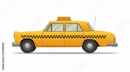 New York yellow taxi. Simple vintage taxicab. Vector flat illustration 