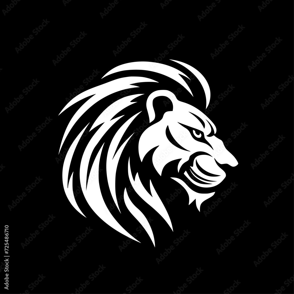 Fototapeta premium Lion - Black and White Isolated Icon - Vector illustration