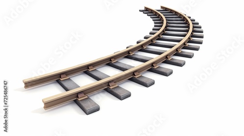 Vector illustration of curved railroad isolated on white background. Straight and curved railway train track icon set. Perspective view railroad train pathes. photo