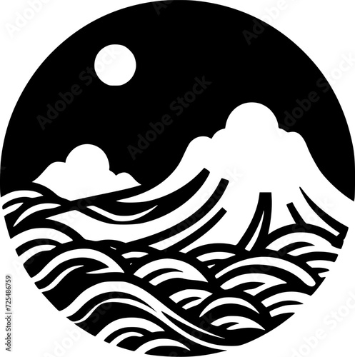 Ocean | Black and White Vector illustration