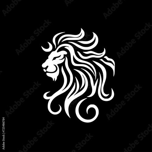 Lion - Black and White Isolated Icon - Vector illustration