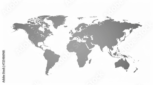 World map vector  isolated on white background. Flat Earth  gray map template for web site pattern  anual report  inphographics. Globe similar worldmap icon. Travel worldwide  map silhouette backdrop.