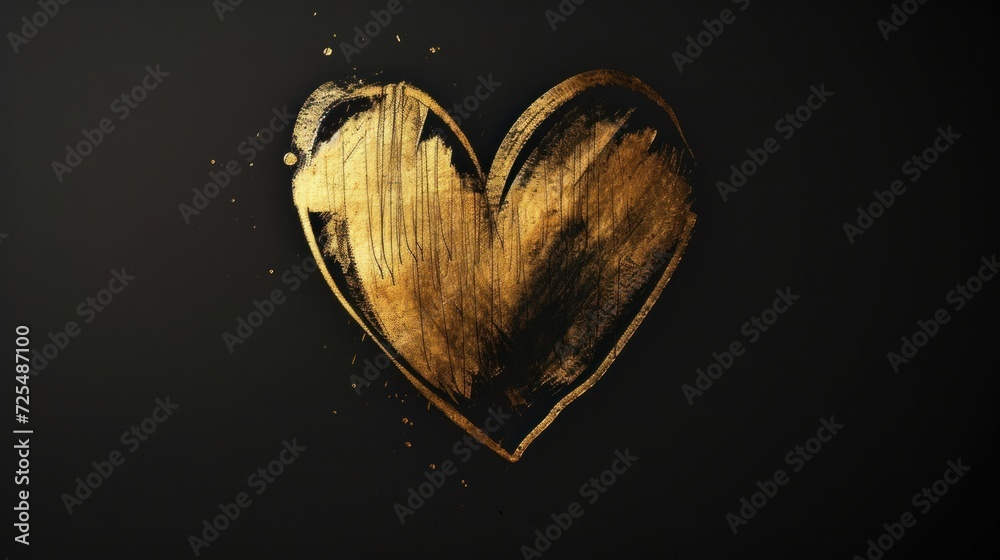 solid black background with hand drawn gold heart in the middle   