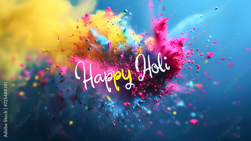 Obraz premium Festive Holi celebration with colorful splashes.