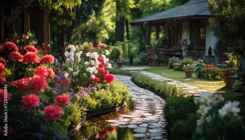 A Garden Filled With Flowers Next to a House