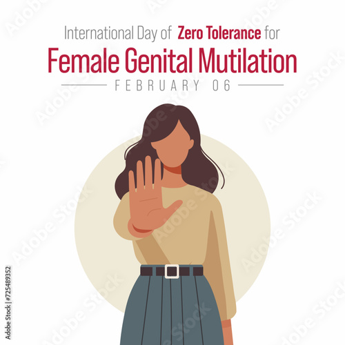 International Day of Zero Tolerance for Female Genital Mutilation (FGM) is observed every year on February 6, Vector illustration
