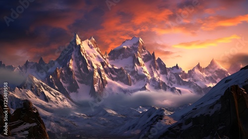 Beautiful panoramic view of the Himalayas at sunset © Michelle