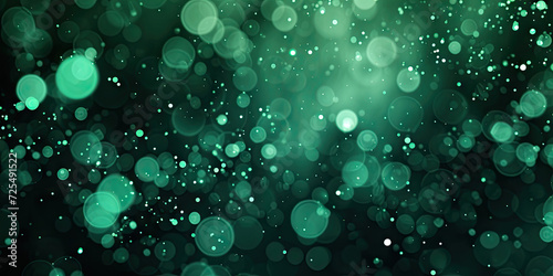 green festive abstract Background particle defocused. Sparkling on green background. Abstract blurred festive background in gold and green colors with bokeh lights. St. Patrick's Day,new year banner