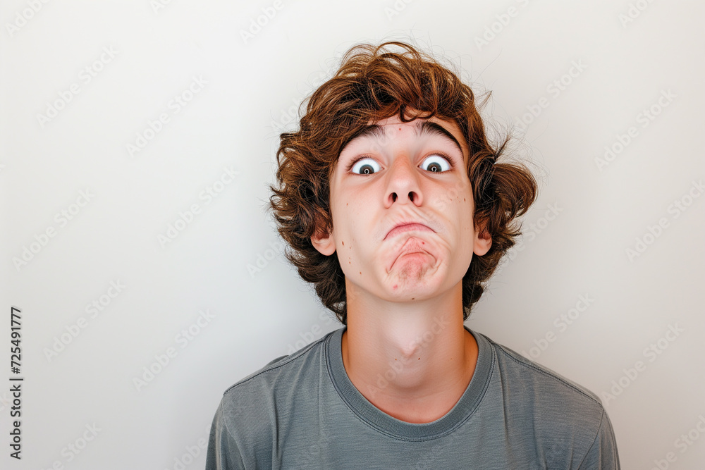 boy grimacing. WTF! Head shot portrait of shocked frustrated boy. portrait of young boy grimacing. Young brunette boy standing over white background puffing cheeks with funny face. mouth inflated with boy grimacing. WTF! Head shot portrait of shocked frustrated boy. portrait of young boy grimacing. Young brunette boy standing over white background puffing cheeks with funny face. mouth inflated with