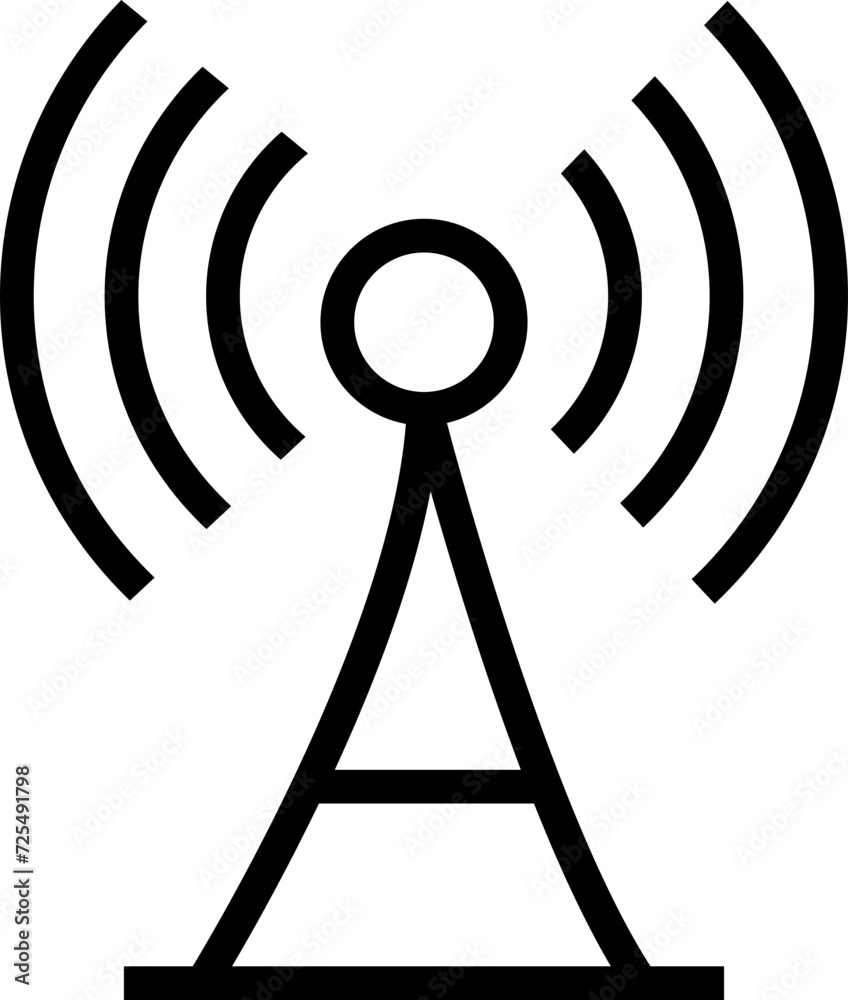 Antenna line icon. Radio antenna black linear vector isolated on transparent background. Radio tower. Communication towers outline symbol. Transmitter receiver wireless signal. Easily editable Antenna line icon. Radio antenna black linear vector isolated on transparent background. Radio tower. Communication towers outline symbol. Transmitter receiver wireless signal. Easily editable