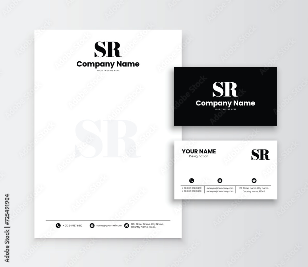 SR Letter Monogram, Business Card, letterhead templates design, Vector eps