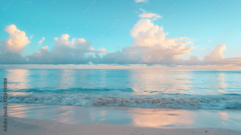 Panoramic beach landscape. Inspire tropical beach seascape horizon
