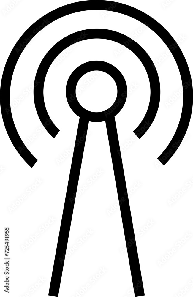 Antenna line icon. Radio antenna black linear vector isolated on transparent background. Radio tower. Communication towers outline symbol. Transmitter receiver wireless signal. Easily editable Antenna line icon. Radio antenna black linear vector isolated on transparent background. Radio tower. Communication towers outline symbol. Transmitter receiver wireless signal. Easily editable