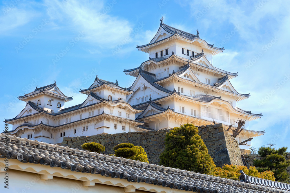 Scenic full bloom cherry blossom at Himeji castle in Hyogo, Japan Scenic full bloom cherry blossom at Himeji castle in Hyogo, Japan