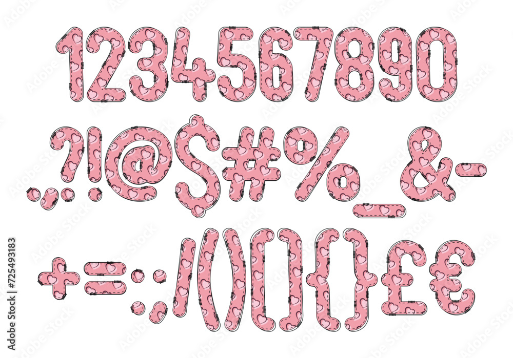 Versatile Collection of Pink Love Numbers and Punctuation for Various Uses Versatile Collection of Pink Love Numbers and Punctuation for Various Uses