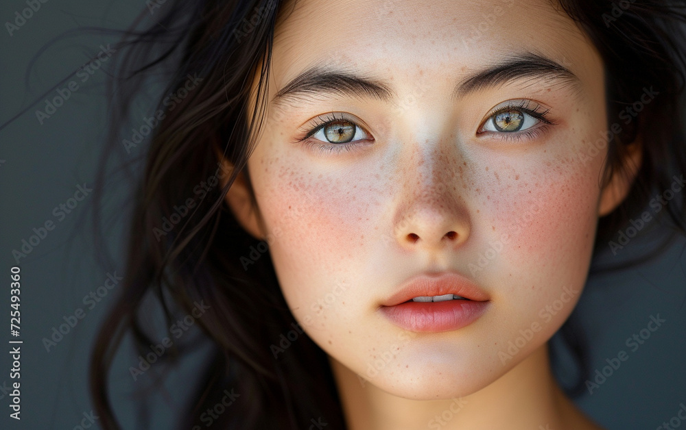 Close Up Portrait of a Woman With Freckles on Her Face Close Up Portrait of a Woman With Freckles on Her Face