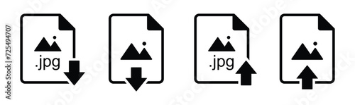 Jpg file format icon, Jpg file upload and download icon, vector illustration