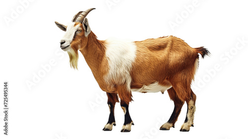 Majestic Goat With Long Horns on White Background