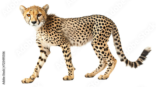 Cheetah Standing on White Background
