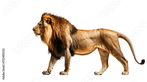 Majestic Lion Standing on White Background